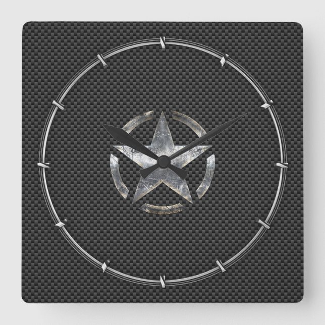 Stencilstensfärgad Märkre för kolfibrer Stil Fyrkantig Klocka (Framsida)