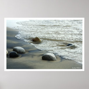 Stenen för naturligt Underbar Sjöar Beach Poster S