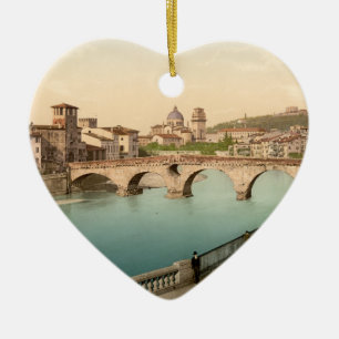 Stenen överbryggar och San Giorgio, Verona, Julgransprydnad Keramik