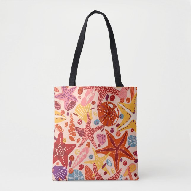 Stenfiskar, snäckor och stenar, platta hand plocka tygkasse (Framsida)