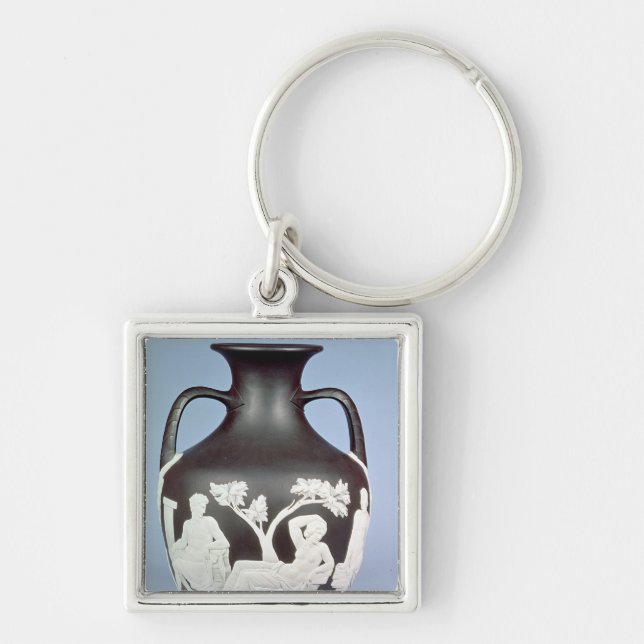 Stengodset kopierar av den Portland vasen Fyrkantig Silverfärgad Nyckelring (Framsidan)