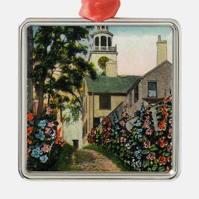 Stengränden beskådar av södra torn, och townen tar julgransprydnad metall (Framsidan)