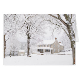 Stenherrgård och stillbildhus i snö hälsningskort