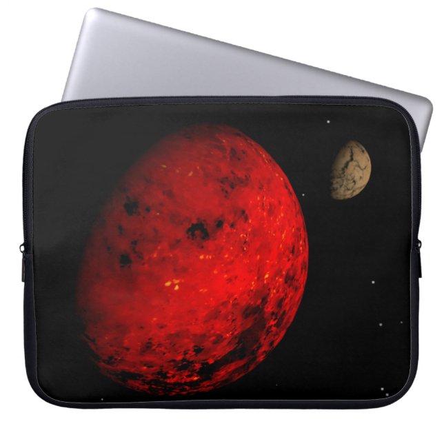 Stenig måne för rött planet laptop sleeve (Framsidan)