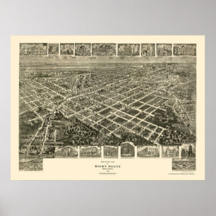 Stenig montering, panorama- karta för NC - 1907 Poster