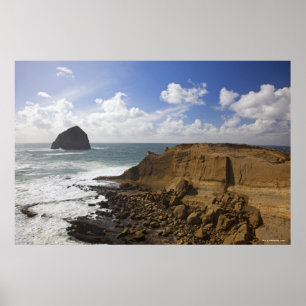 Stenig Oregon Stillahavskusten i Stillahavs- stad Poster