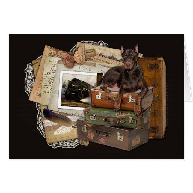 Stenig resande Doberman - Hälsningskort (Framsidan Horizontal)