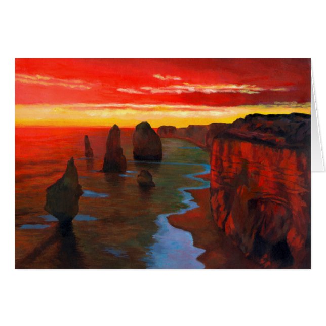 Stenig Seashore på solnedgången Hälsningskort (Framsidan Horizontal)