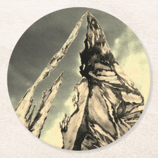 Stenig uppsättning för bergkickkustfartyg underlägg papper rund