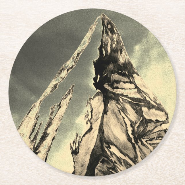 Stenig uppsättning för bergkickkustfartyg underlägg papper rund (Framsidan)