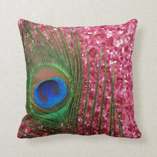 Stenigt rosa påfågelfjäderstilleben kudde