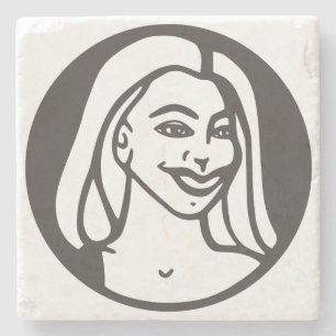 Stenkustfartyg med Q-Tea-Paj logo Underlägg Sten