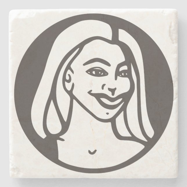 Stenkustfartyg med Q-Tea-Paj logo Underlägg Sten (Framsidan)