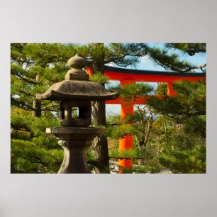 Stenlampa och Torii-grind Poster