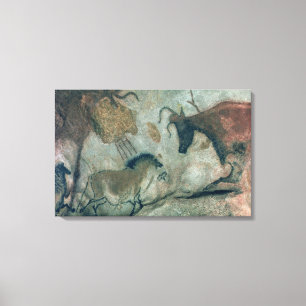 Stenmålningvisning en häst och en ko, c.17000 B Canvastryck