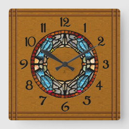 Stenmosaik för 4 fåglar fyrkantig klocka