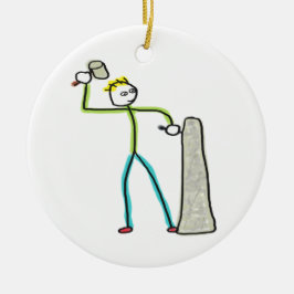 Stenmurare Stickman Julgransprydnad Keramik