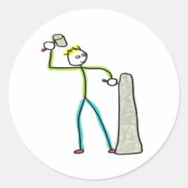 Stenmurare Stickman Runt Klistermärke