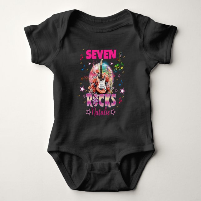 Sten'n'Roll Guitar Musical Birthday Girl Rockstar T Shirt (Framsida)