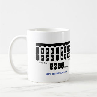 Steno liv börjar på muggen för 225 blått kaffemugg