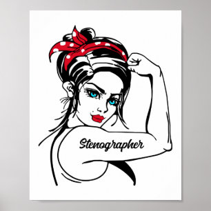 Stenograf Rosie Riveter Pin Up Poster