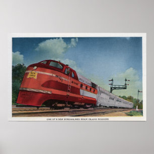 StenöRocketStreamlined tåg Poster
