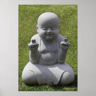 Stenstatyn lycklig Buddha Poster