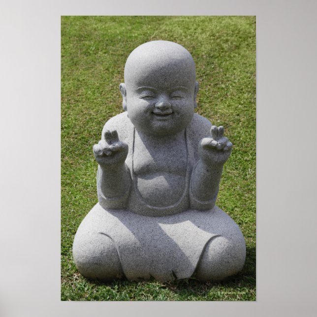 Stenstatyn lycklig Buddha Poster (Framsidan)