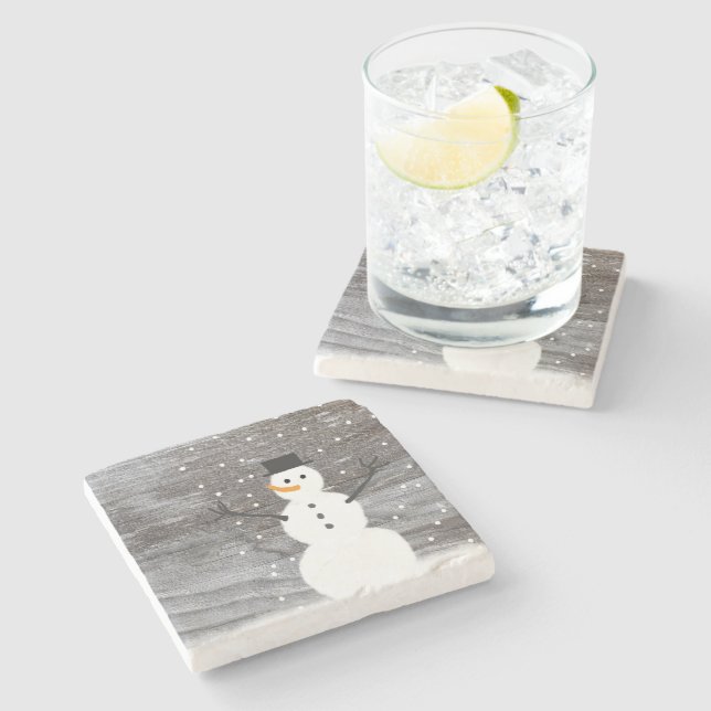 Stensten underlägg rustig jul söt snögubbe (Sidan)