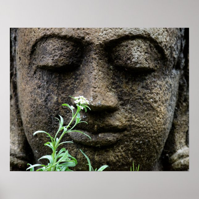 Stenträdgårdsstaty med blomma poster (Framsidan)