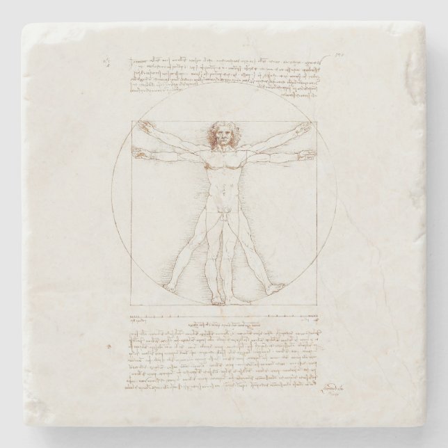 STENUNDERLÄGG: LEONARDO DA VINCI: VITRUVIAN MAN STENUNDERLÄGG (Framsidan)