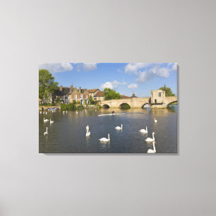Stenvalvsbro och floden Ouse, St Ives, Canvastryck