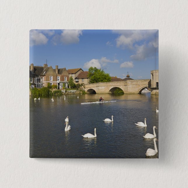 Stenvalvsbro och floden Ouse, St Ives, Knapp (Framsida)