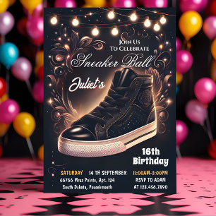 Step Chic Shoe Girl Sweet 16 Sneaker Boll Birthday Inbjudningar