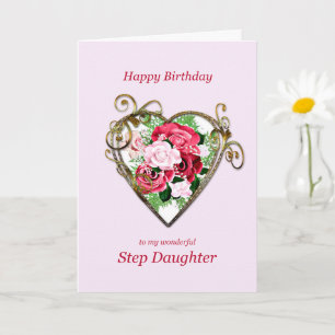 Step DaughBirthday Antique Paated Ro Kort