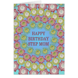 Step Mamma Birthday Crochet Flowers Hälsningskort