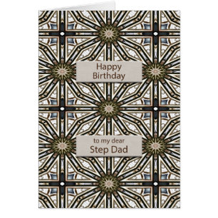 Step Pappa Birthday Abstrakt Mandala Design Hälsningskort