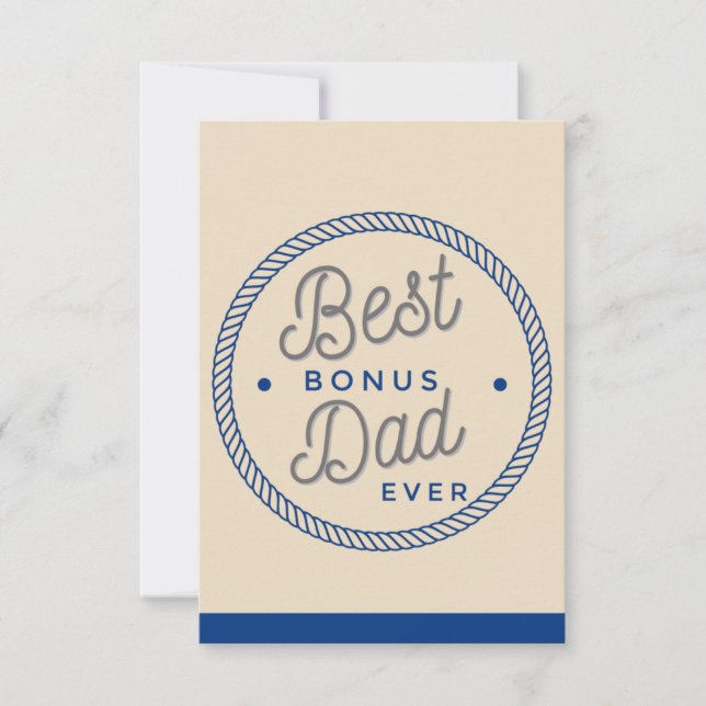 Step-pappa Fars dag-kort, Beige Bästa Bonus Pappa Kort (Framsida)
