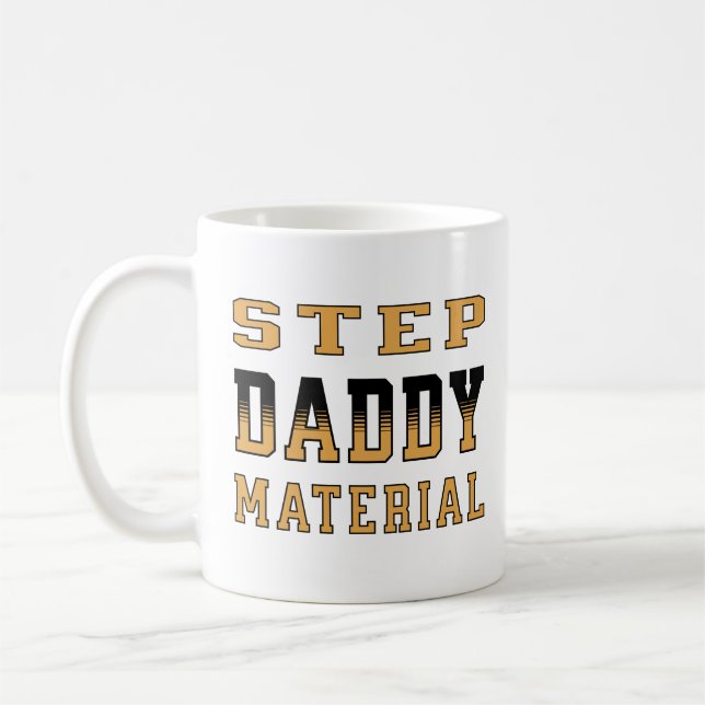 Step Pappa Material Lycklig Fars dag 2024 Kaffemugg (Vänster)