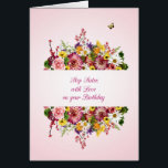 Step Sister Birthday Bevackert Bouquet Hälsningskort<br><div class="desc">Ett vackert födelsedagskort för en trappsyster. En bukett delas av ord i kärlek som vill ha ett grattis på födelsedagen. Allt i en känslig rosa. Ett fantastiskt,  traditionellt födelsedagskort som verkligen kommer att glädja ge.</div>