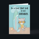 Step Son Birthday Beach Funny Coola Raccoon Kort<br><div class="desc">Hämta det här kortet redo som i tidigt i dag så att du kan överraska dig,  käre styvson gång han snart fyller år. Titta på tvättbjörnen på framsidan hela redot till inbjudan till stranden äventyr.</div>