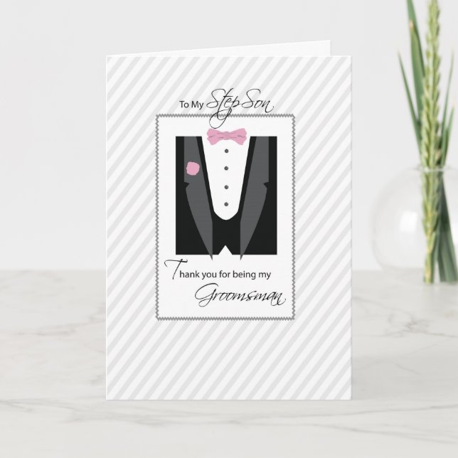 Step Son, tack Groomsman, Ro Färg Kort (Framsida)