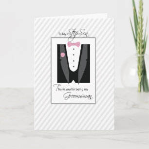 Step Son, tack Groomsman, Ro Färg Kort