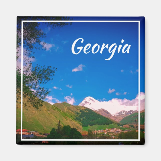 Stepantsminda Kazbegi Georgia Gergeti Caucuses Magnet (Framsidan)