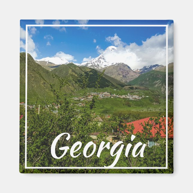 Stepantsminda Kazbegi Georgia Gergeti Caucuses Magnet (Framsidan)