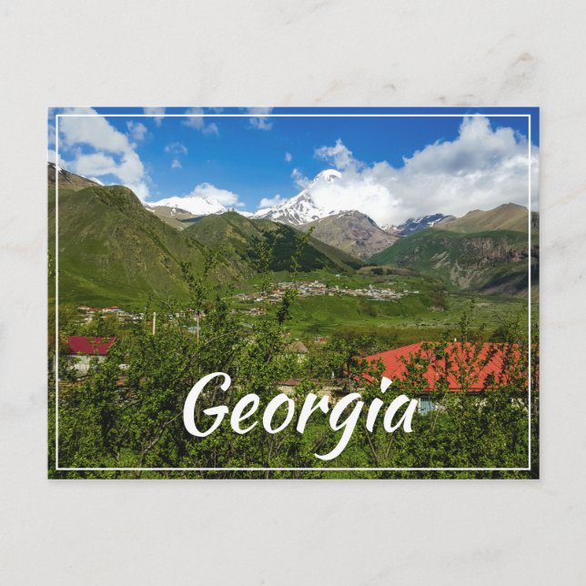 Stepantsminda Kazbegi Georgia Gergeti Caucuses Vykort (Framsida)