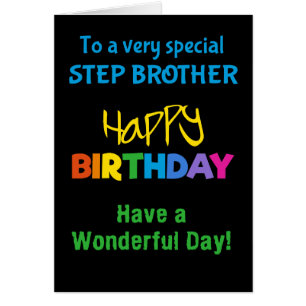 Stepbroder Rainbow Färg på Black Birthday Card Hälsningskort
