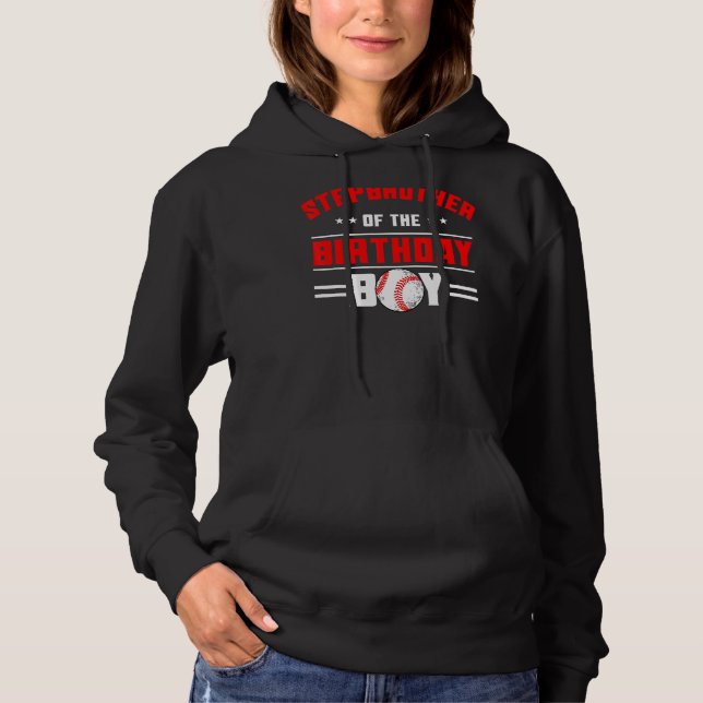 Stepbror till födelsedagspojken Baseball Theme Fam T Shirt (Framsida)