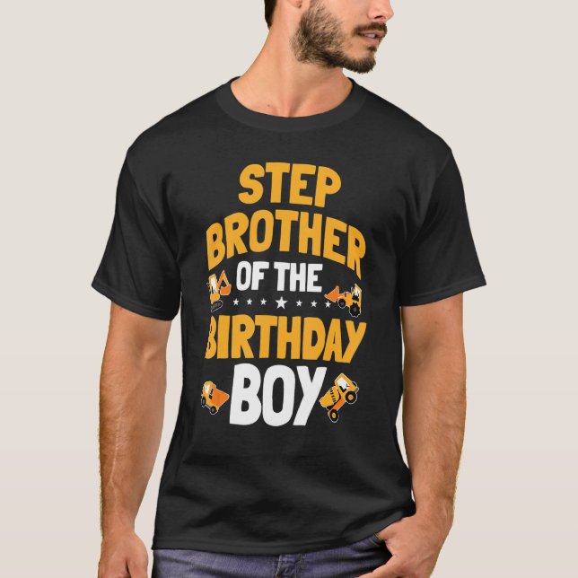 Stepbror till födelsedagspojken Construction Worke T Shirt (Framsida)
