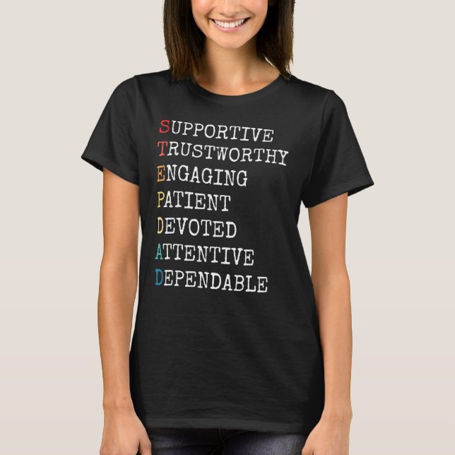 Stepdad Acronym Step Pappa Stepfather Family Far" T Shirt (Framsida)